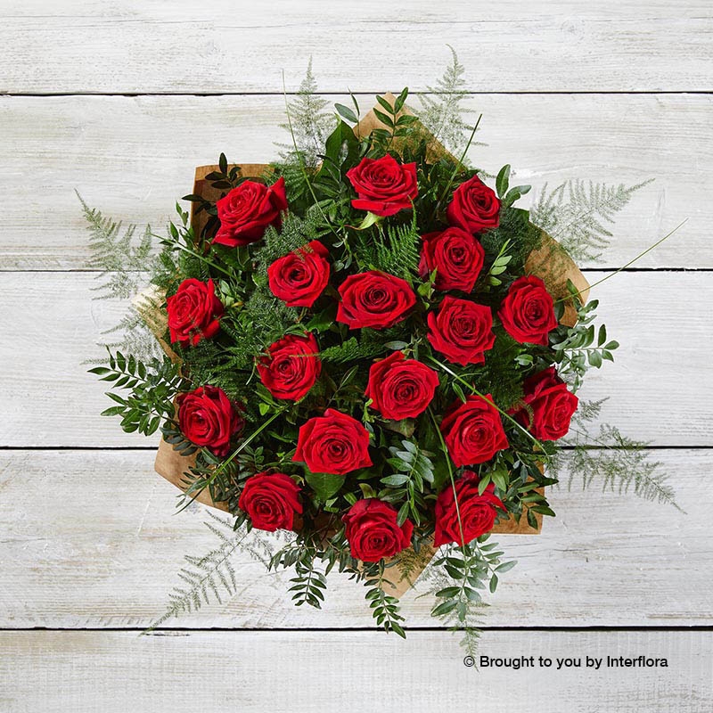 Happy Anniversary Heavenly Red Rose Hand tied. (18 Roses)